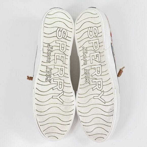 Sperry Mermaids Seashells Canvas Lace Up Sneakers Cream Multi Womens 12 - Picture 8 of 11